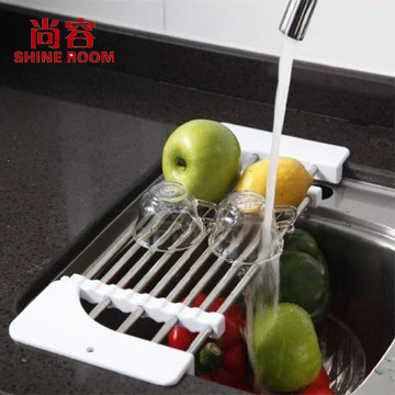新款 创意不锈钢伸缩式水槽置物架 蔬菜水果沥水架 厨房沥水板