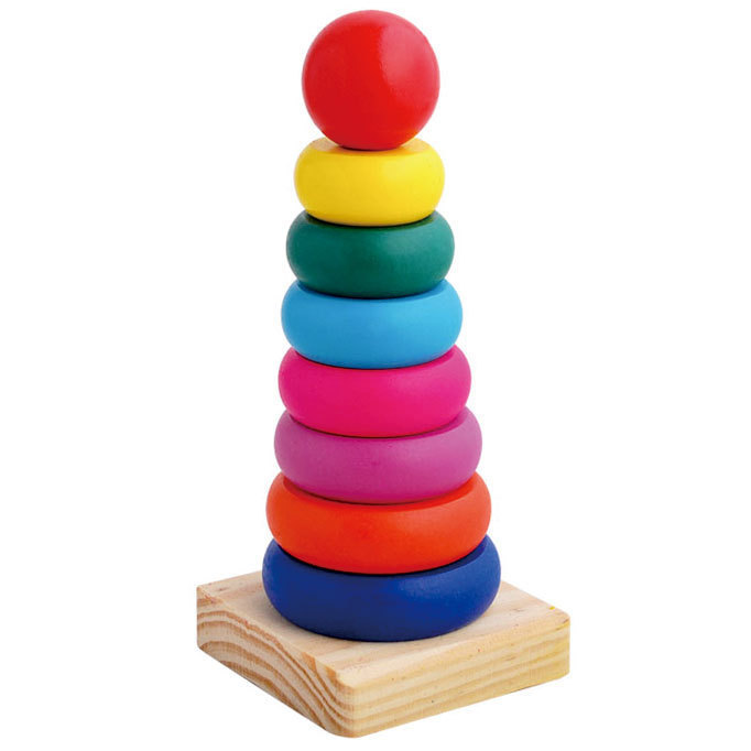 正品玩具彩虹套圈宝宝幼儿早教叠叠乐实木制儿童智力益智婴儿玩具