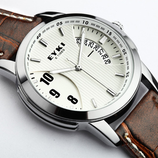 男士手表韩版 正品艾奇情侣表 夜光日历时装表 商务时尚皮带手表