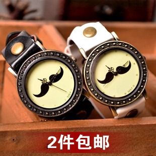 爆款！韩国潮时尚个性小胡子复古手表 韩版情侣男女士手表学生表