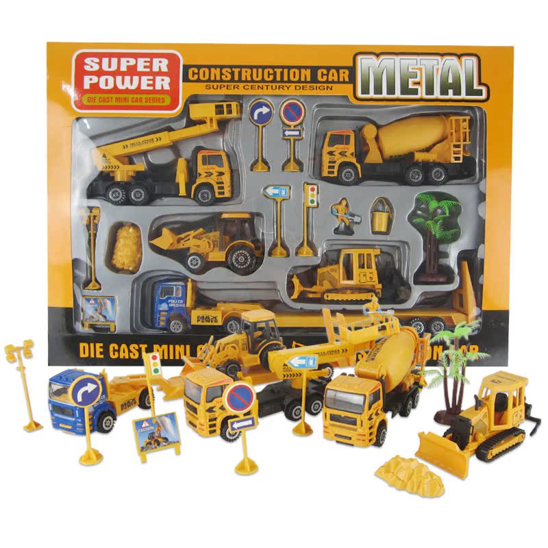 包邮 合金工程车玩具车模套装 回力工程车模型 儿童模型车玩具