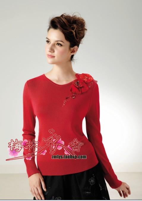 冲皇冠特价专柜正品ZhuZhuShow珠珠绣R09116圆领长袖毛衣多色可选