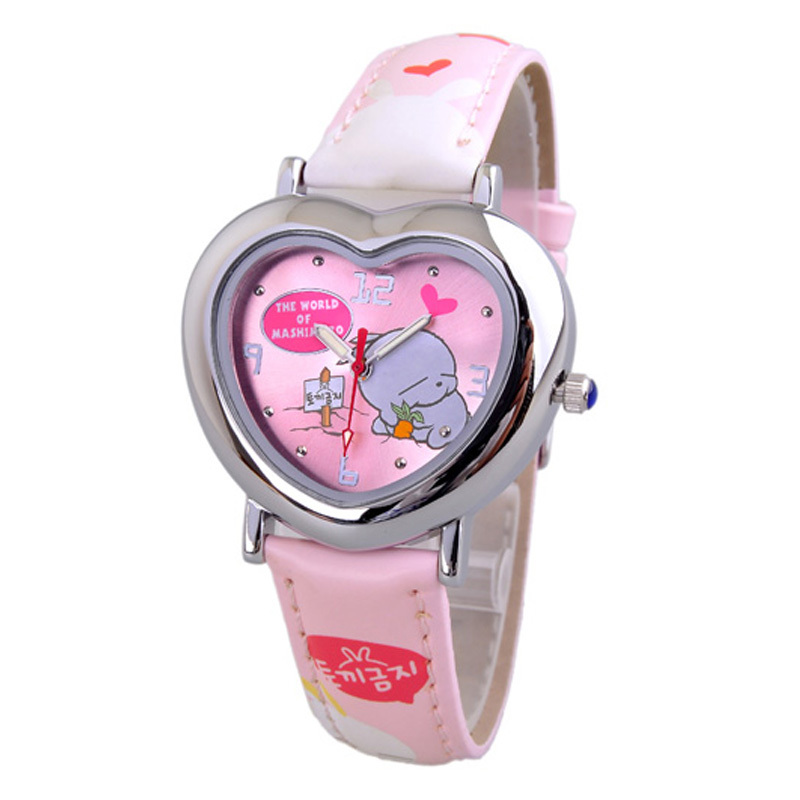 韩国品牌朦朦兔皮带夜光指针儿童表卡通小女孩学生石英表儿童手表