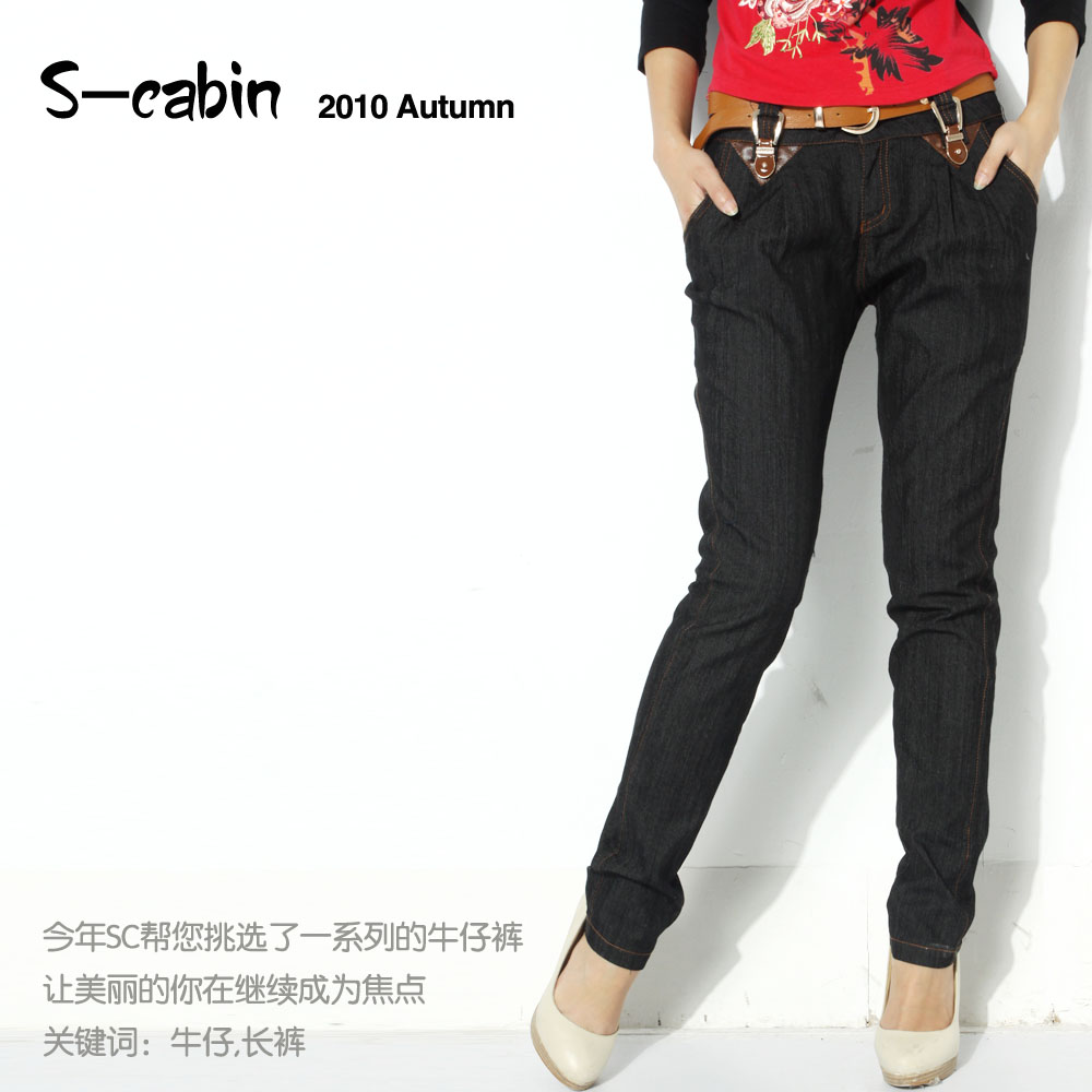 S-CABIN细节2010秋冬 新款秋热卖 时尚百搭韩版修身薄褶皱牛仔裤