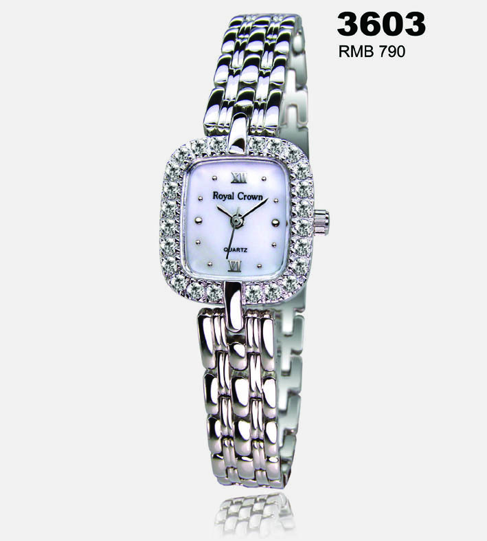 特价Royal Crown萝亚克朗手表方形白金镶钻水钻表女表女士表3603