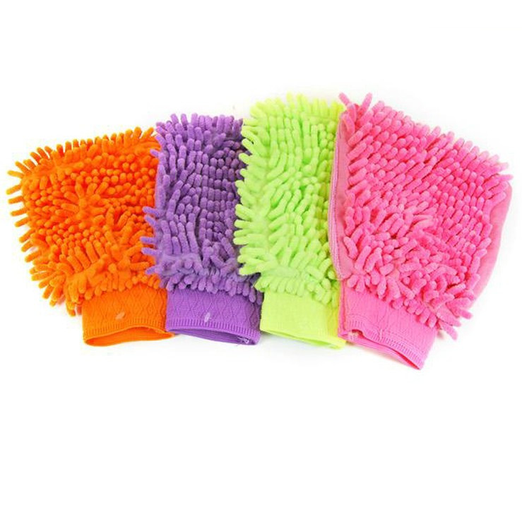 防刮痕超细纤维雪尼尔珊瑚虫洗车手套/擦车手套/双面清洁除尘手套