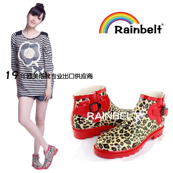 特价！正品 RAINBELT 东瀛风 豹纹时装雨鞋 雨靴 水鞋RB-232