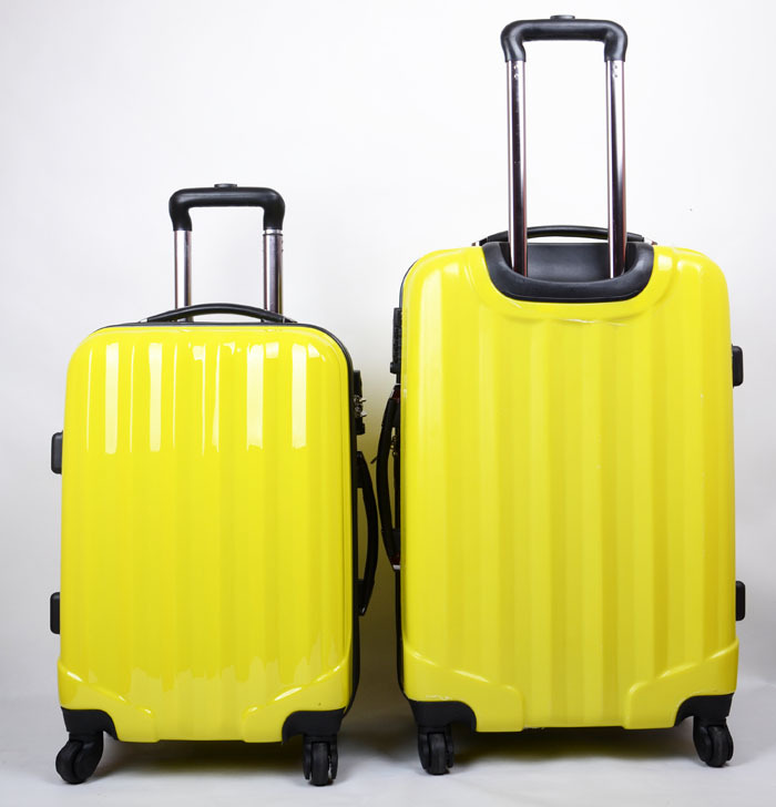 韩版外贸正品 镜面条纹嫩黄色abs拉杆箱大黄蜂旅行箱20寸登机箱包