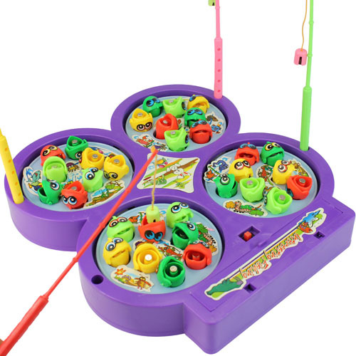 儿童玩具 电动四盘钓鱼盘 亲子四盘钓鱼 锻炼宝宝的眼手协调能力