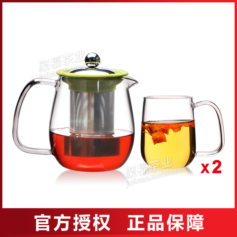正品日本耐热玻璃茶具套装 不锈钢过滤泡茶壶配玻璃茶杯 超实用