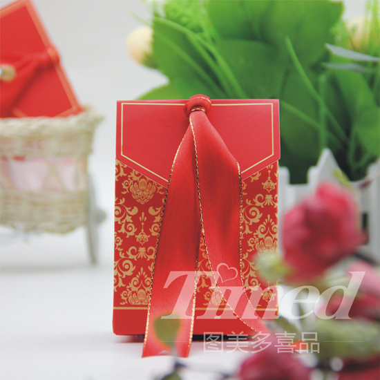 玮度个性创意中式结婚婚礼喜糖盒子包袋中小号大红A型2013新款