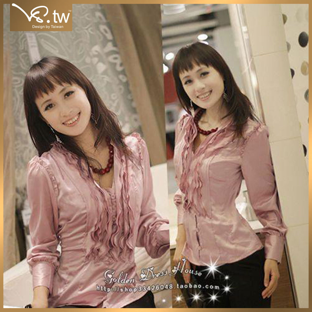 2011新款秋装台湾品牌VS.tw散发优雅贵气 高雅层叠荷叶边衬衫3656