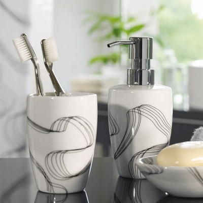 欧洲卫浴spirella创意家居曲线纹卫浴套装陶瓷卫浴四件套欧式包邮