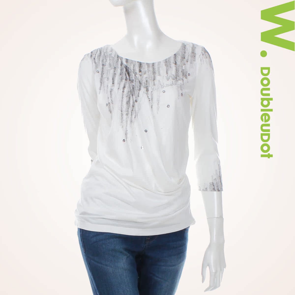 【正品】WW1SE2100-W.doubleudot专柜韩版推荐女装人气针织T恤衫
