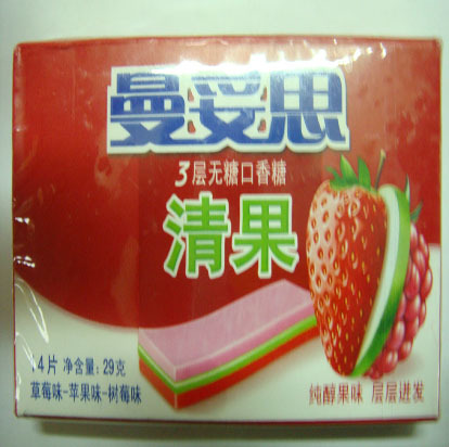 曼妥思 3层无糖口香糖 清果（草莓-苹果-树莓三种合体）