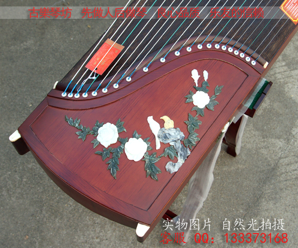 【古樂琴坊】东方韵牌 高级老红木玉雕专业演奏古筝-紫藤款