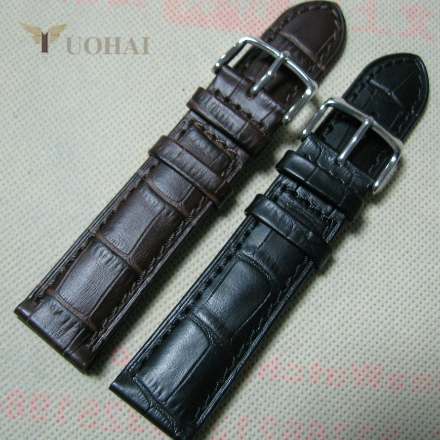 捷豹JJAAGUAR品牌手表真皮表带黑色鳄鱼纹21mm22mm男士腕表带牛皮