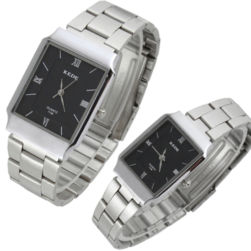 KEDE可的正品对表 方形简约 时尚钢带手表 流行新款情侣表