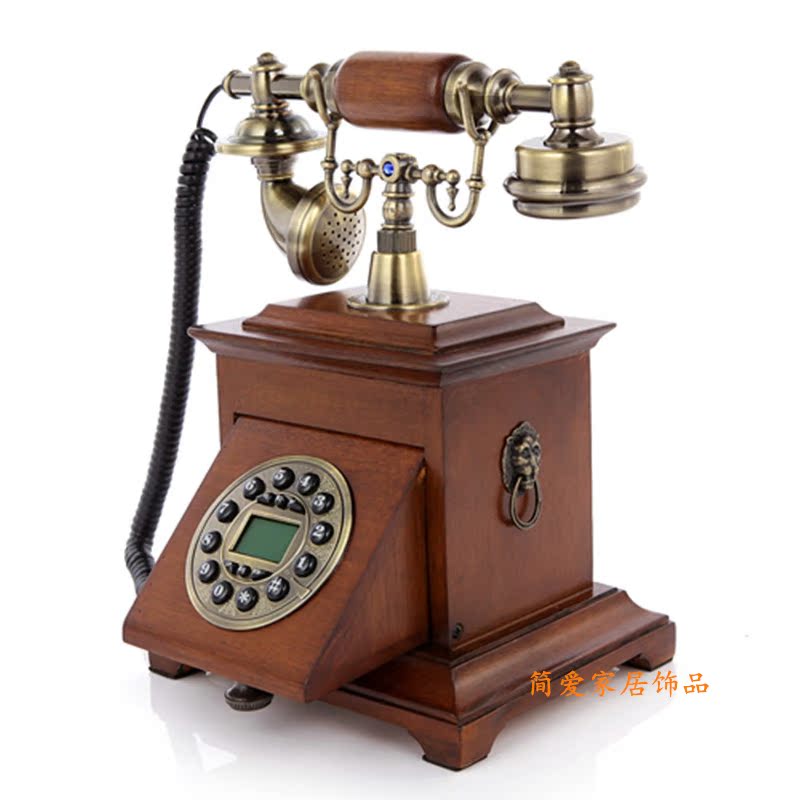 新款仿古电话机欧式复古电话机家用座机古董电话机时尚实木电话机
