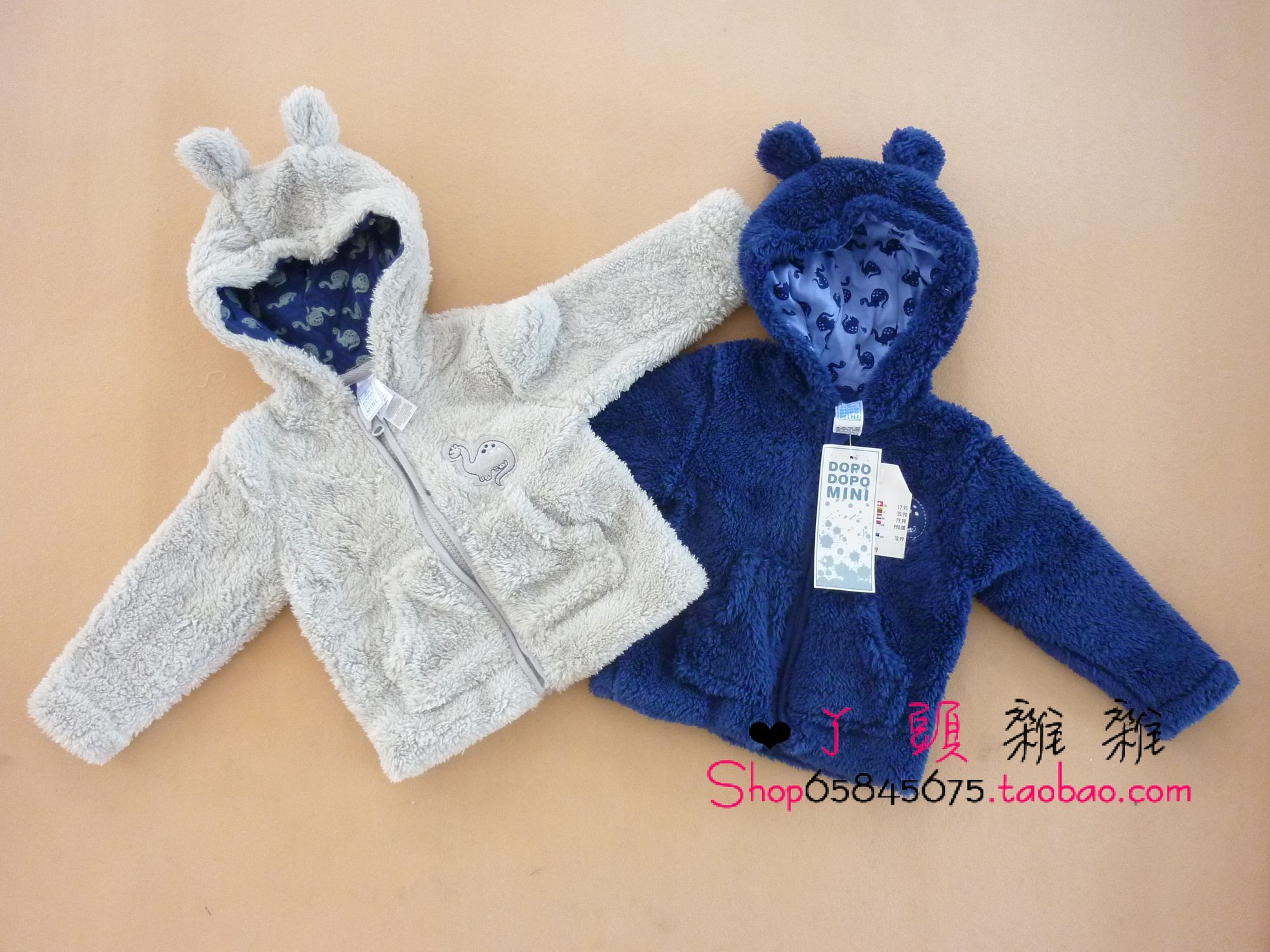 婴幼儿服装  外贸原单 宝宝珊瑚绒超手感秋冬保暖外套 造型服