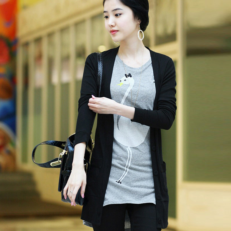 朵以芯园阁 韩版 2013新款春女装修身开衫小外套 长款针织衫 T396