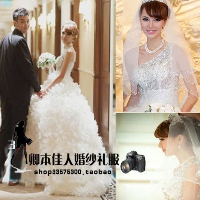 2011最新款年度巨献超蓬超闪高档水晶钻婚纱 单肩设计 仙子婚纱