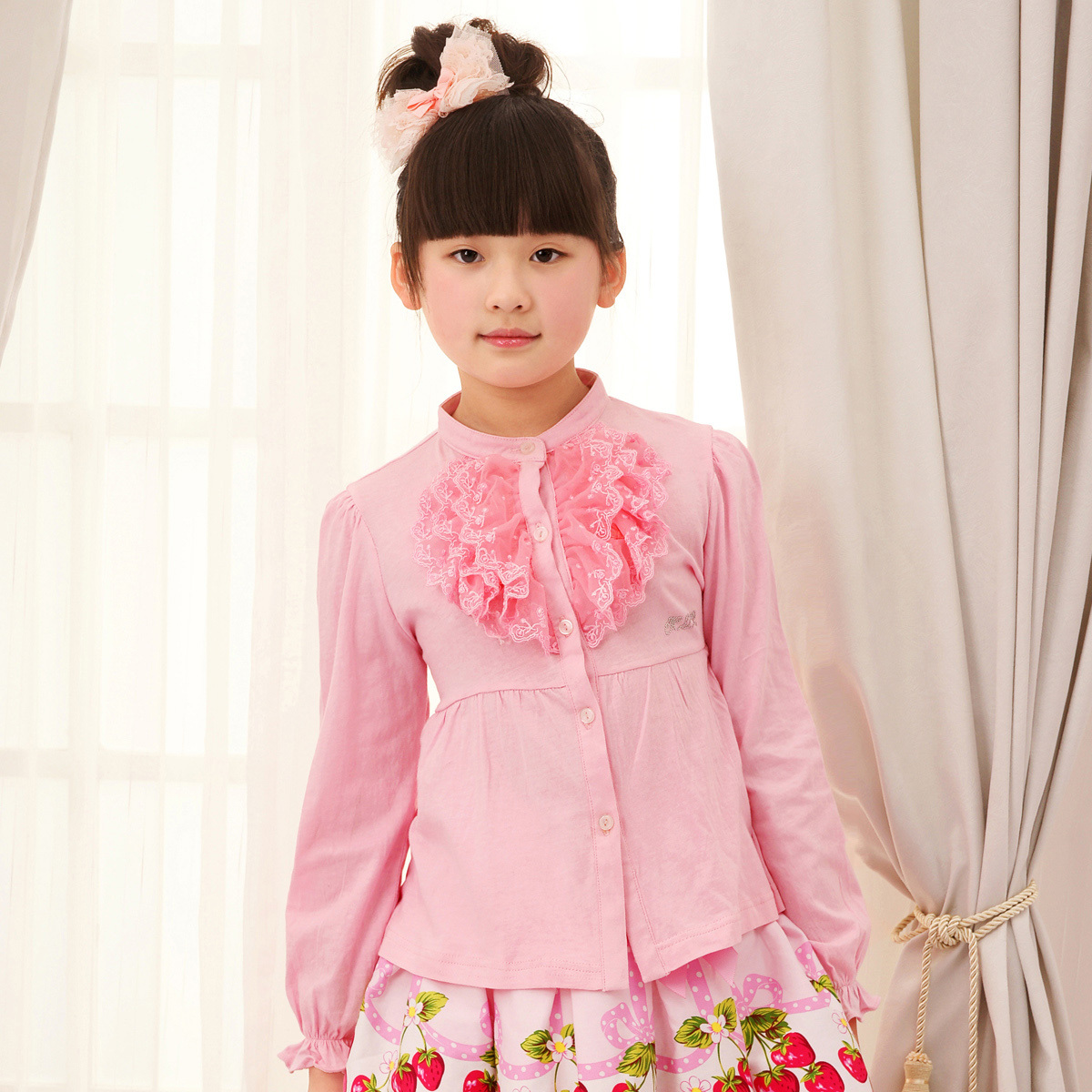 摩登小姐 童装女童秋装2011韩版女童衬衫打底衫儿童长袖衬衣