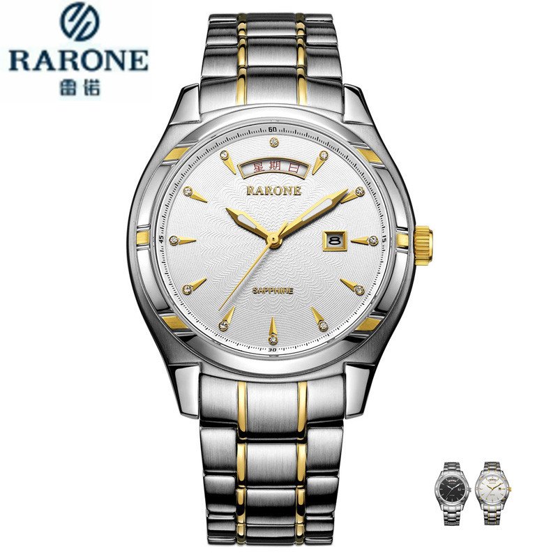 RARONE/雷诺831789钢带 时尚商务男士石英手表 全国联保特价正品