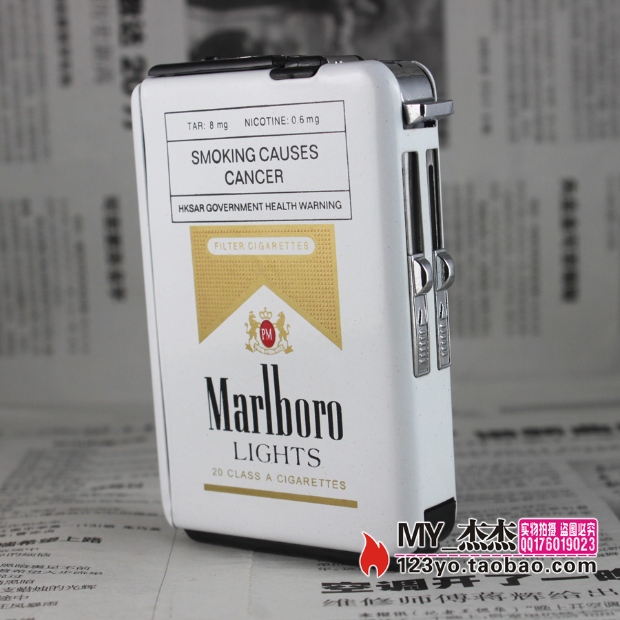 10支装不锈钢烟盒 自动 防风 烟盒 10只装 白万宝路烟盒