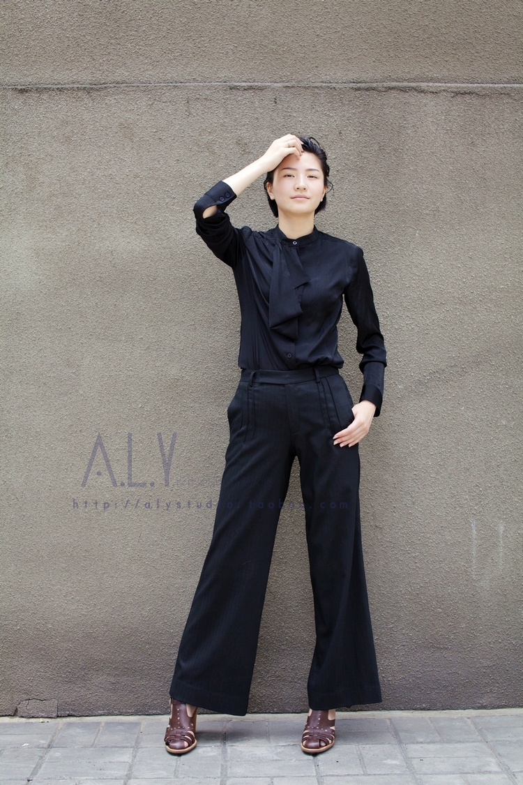 2011新款设计师原创品牌ALY毛料女士西装裤正装裤阔腿裤