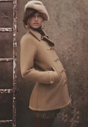 2010冬装新款 vivi 杂志款女双排扣军装毛呢修身外套呢大衣