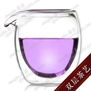 耐高温玻璃 茶具公道杯 双层公杯150ML 茶海茶道配件