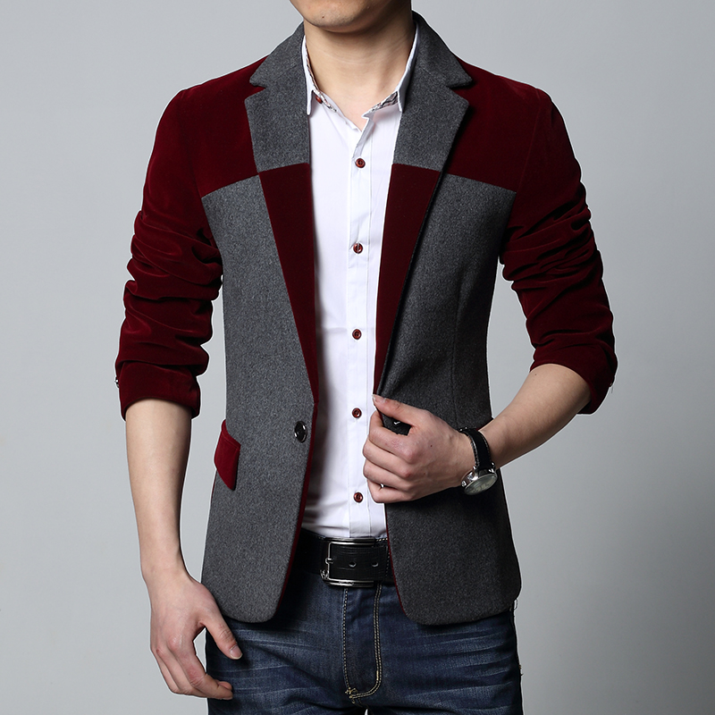 Yishion/以纯西装外套酒红色毛呢短外套英伦男式夹克衫西装外套潮