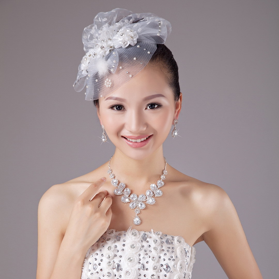 新娘头饰头花玫瑰园韩式蕾丝花朵结婚额饰珍珠水钻婚纱礼服发饰品
