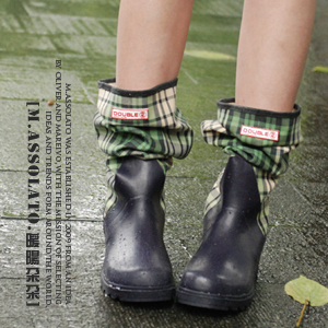 【Double2】会呼吸的雨鞋雨靴-英国经典格纹初夏薄荷酒.MA09003