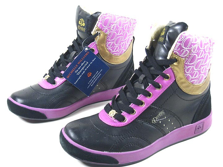 外贸原单Dereon 高帮黑紫拼色运动板鞋 街舞跳舞鞋 女 特价包邮