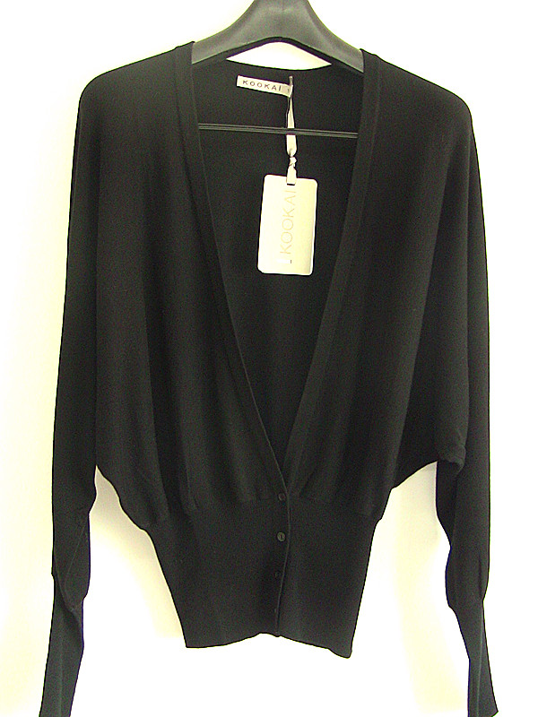 法国KOOKAI秋季新款黑色蝙蝠袖长袖针织开衫正品，剪标，包邮