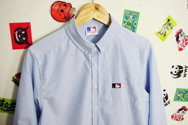 出口原日本单日系 棒球联盟MLB 男式 冬季刺绣长袖衬衫休闲衬衣