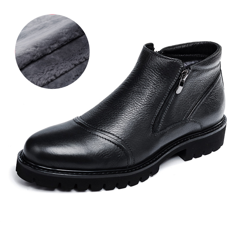 维思诺加绒冬季男靴 商务休闲短靴 拉链男靴 保暖商务靴子VS222-3