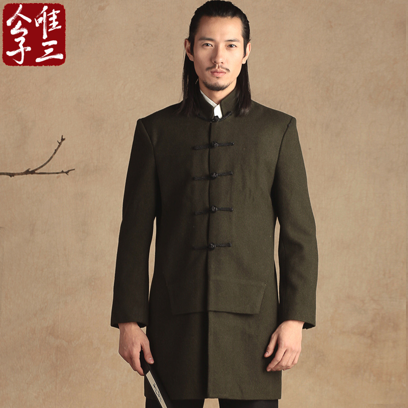 唯三公子中国风正定大衣立领羊毛呢大衣男唐装中式外套男士秋冬款