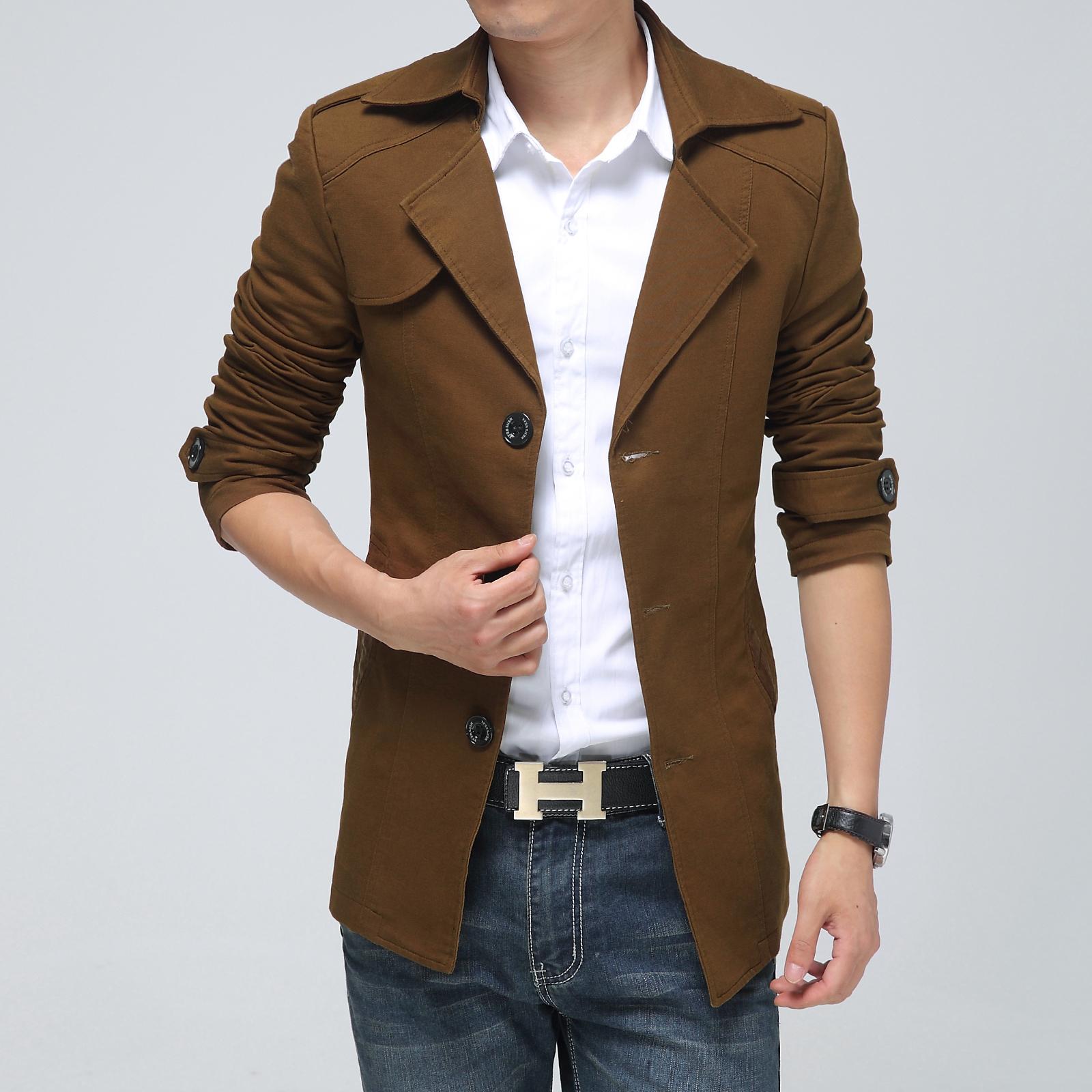 新款韩版男风衣 海澜之家风衣男装修身短款外套 英伦休闲薄款上衣