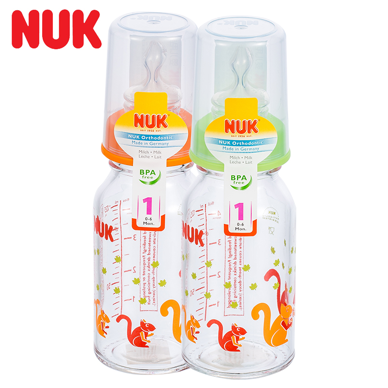 NUK 一般口径玻璃奶瓶婴儿防摔硅胶奶嘴奶瓶新生儿防胀气