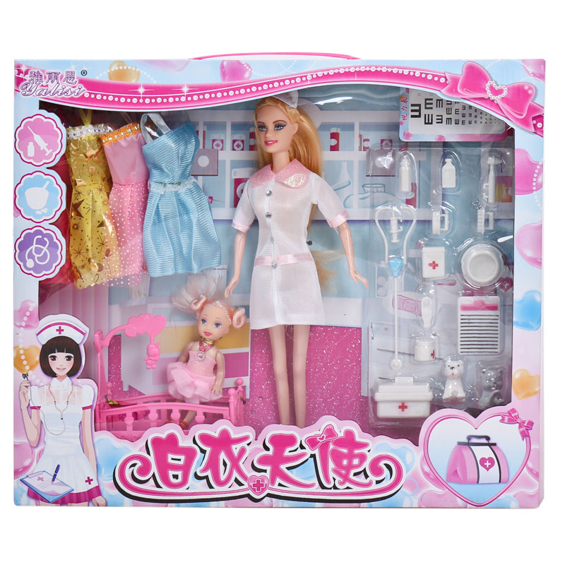 【包邮】新款白衣护士儿童玩具 芭比娃娃套装 医生配件女孩过家家