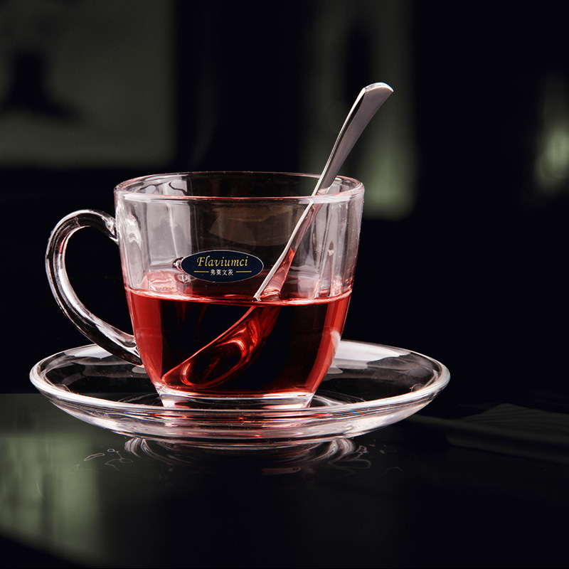 弗莱文茨水晶咖啡杯欧式创意简约茶具 耐高温透明创意品茶杯200ml