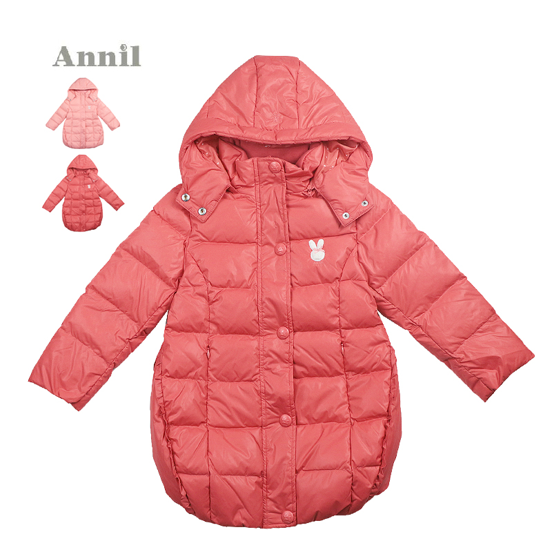 安奈儿女童装 2014新款冬装长款厚羽绒服AG445477专柜正品特价