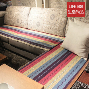 地垫同款七片紫沙发垫坐垫全棉手工编制简约现代组合沙发花色促销