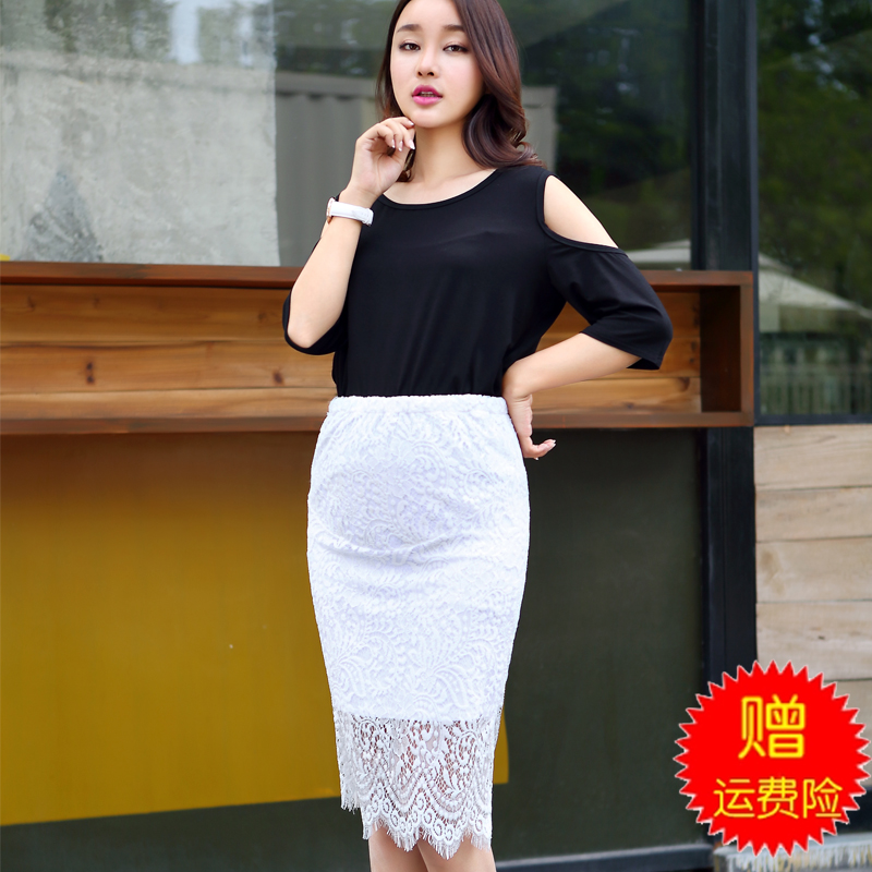 1013大码韩版夏季新品职业孕妇装孕妇蕾丝托腹一步裙半身裙短裙