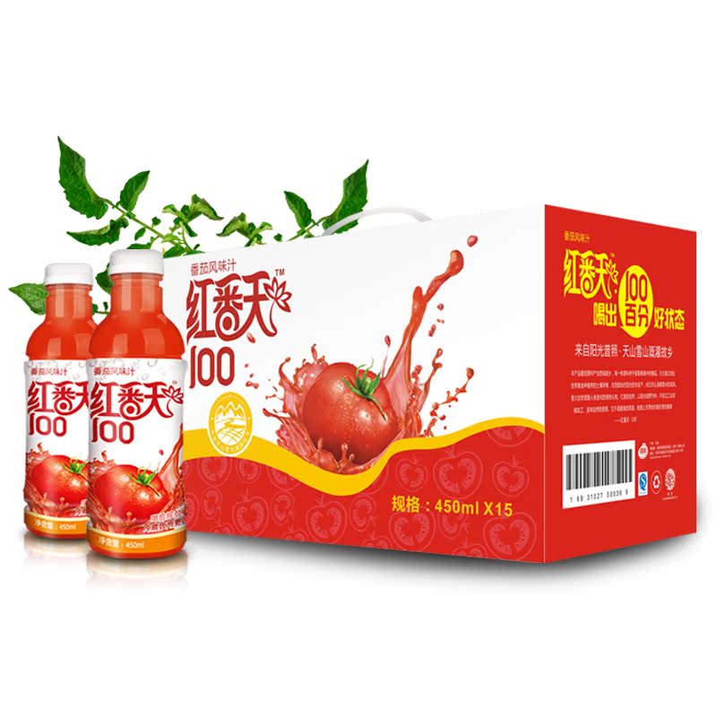 普旺 红番天番茄饮料整箱装450ml*2 功能饮料番茄汁