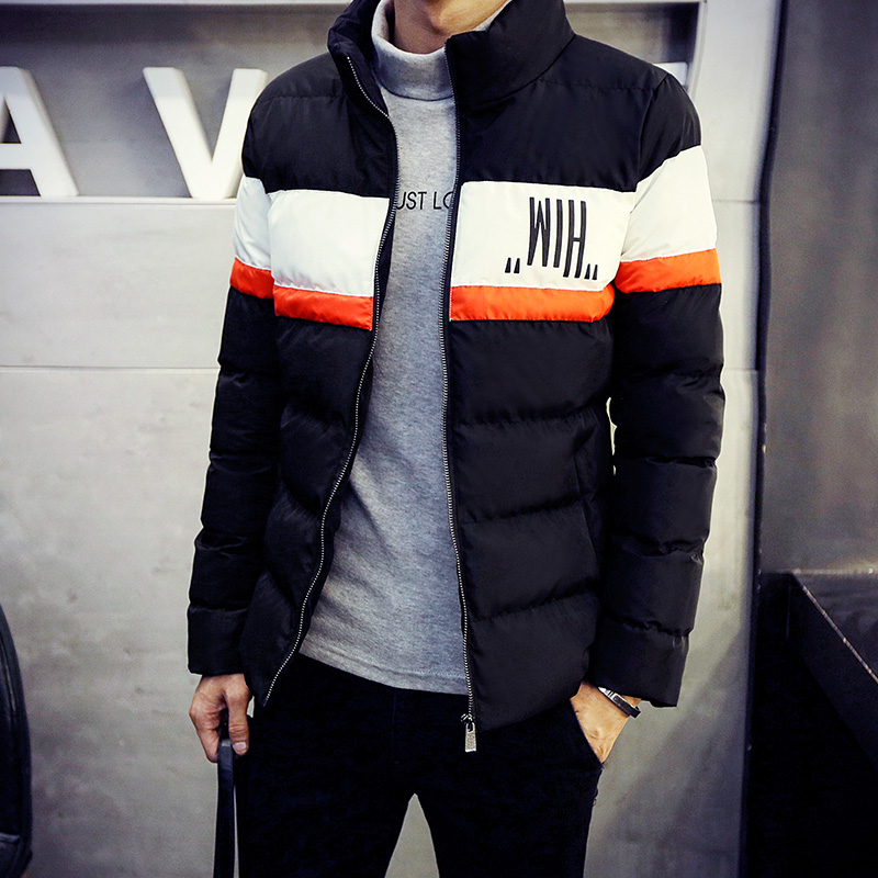 2015冬季男装新款韩版黑色压缩棉常规修身拉链涂层布休闲青年棉衣