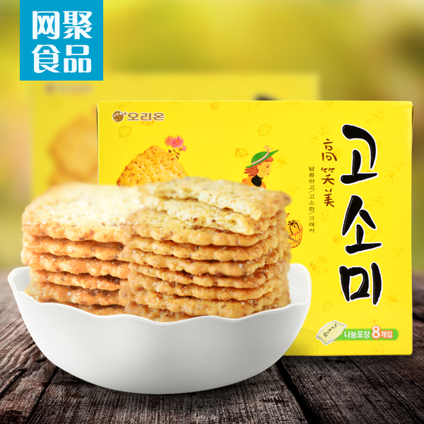 新品特价韩国进口零食品薄脆芝麻饼干 好丽友高笑美饼干336g/AO1